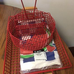 Red  Basket Set (4 Items) Vintage Like New